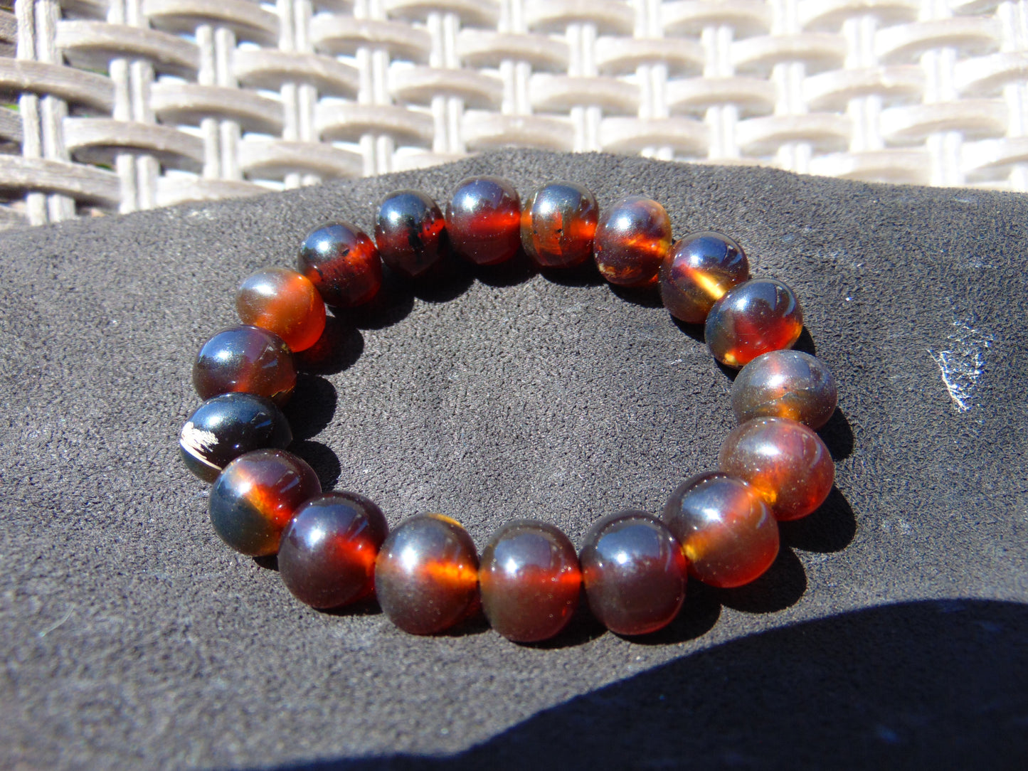 18 Gram 18 Small Beads Bracelet Indonesian Red Bluish Amber for Healing SB52