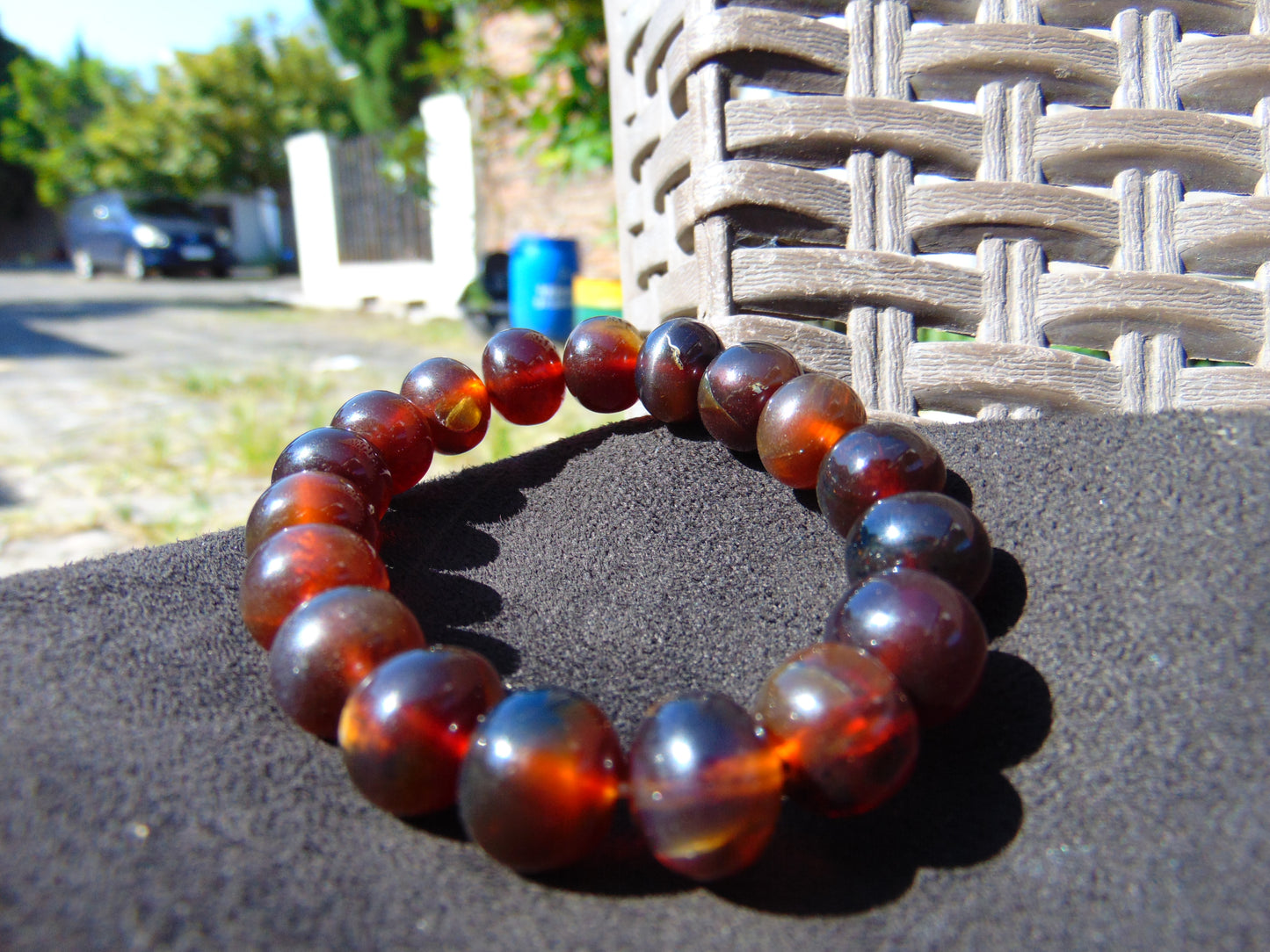 18 Gram 18 Small Beads Bracelet Indonesian Red Bluish Amber for Healing SB52
