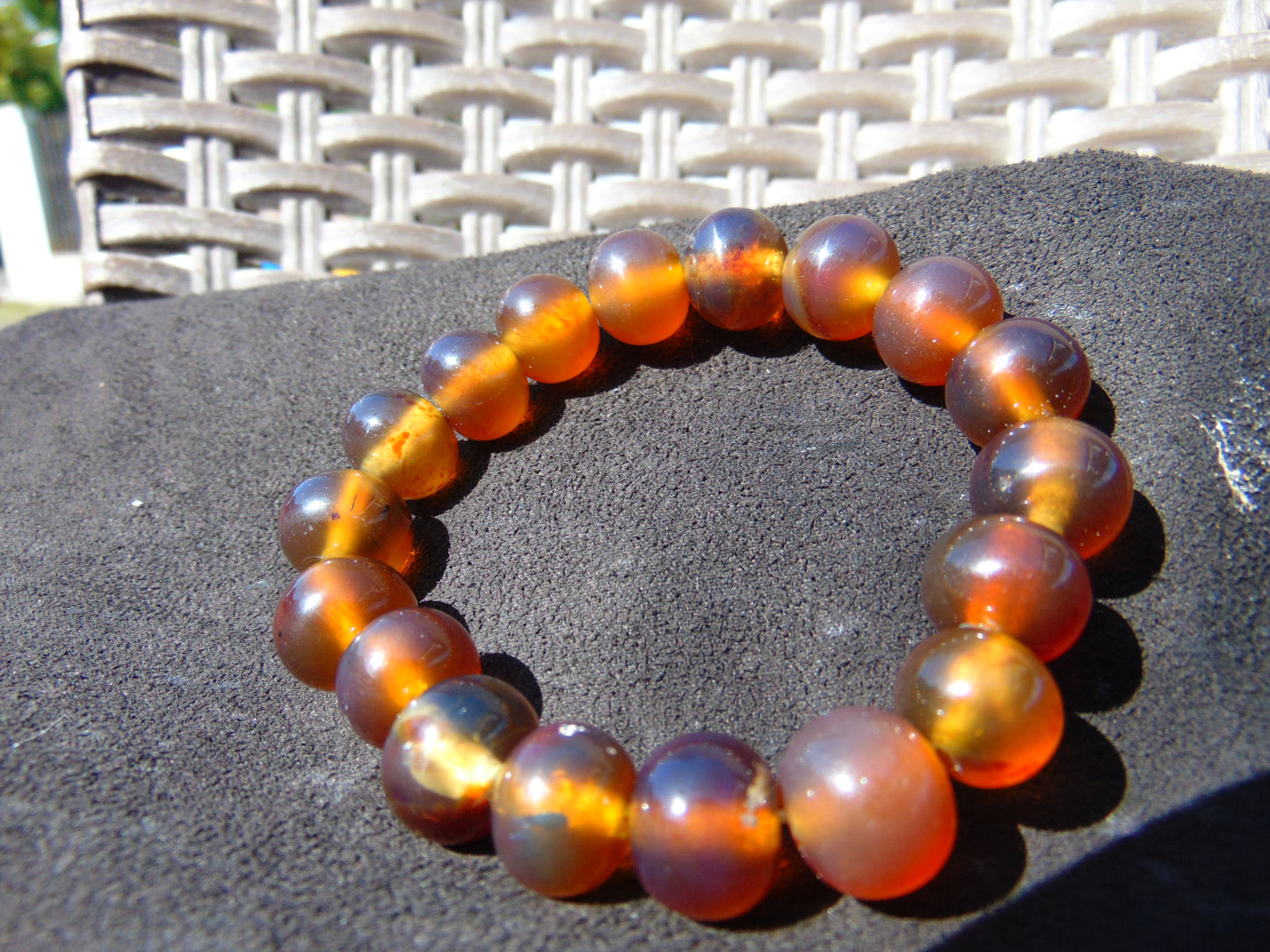 18 Gram 18 Small Beads Bracelet Indonesian Yellow Bluish Amber for Healing SB43