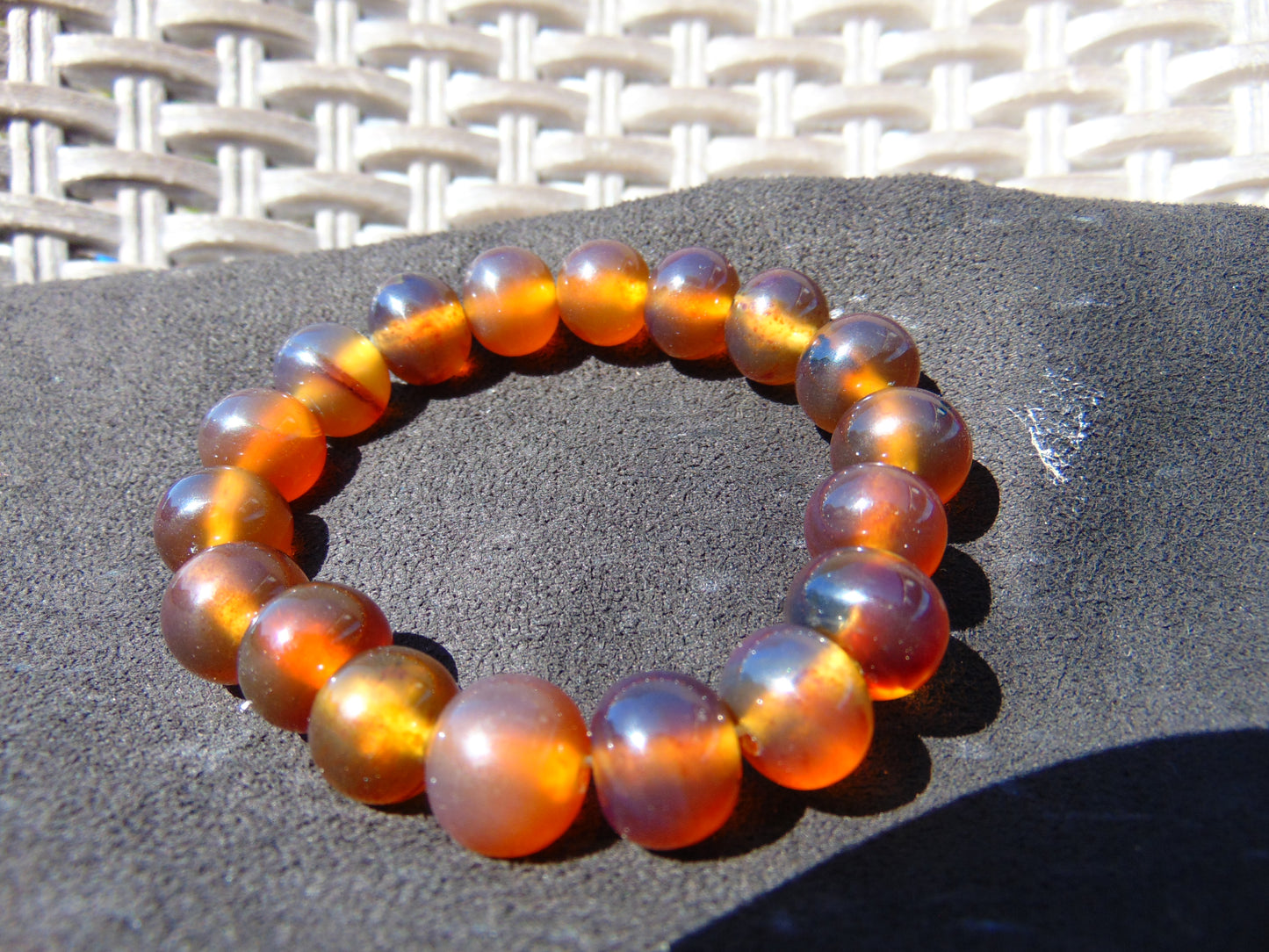 18 Gram 18 Small Beads Bracelet Indonesian Yellow Bluish Amber for Healing SB43