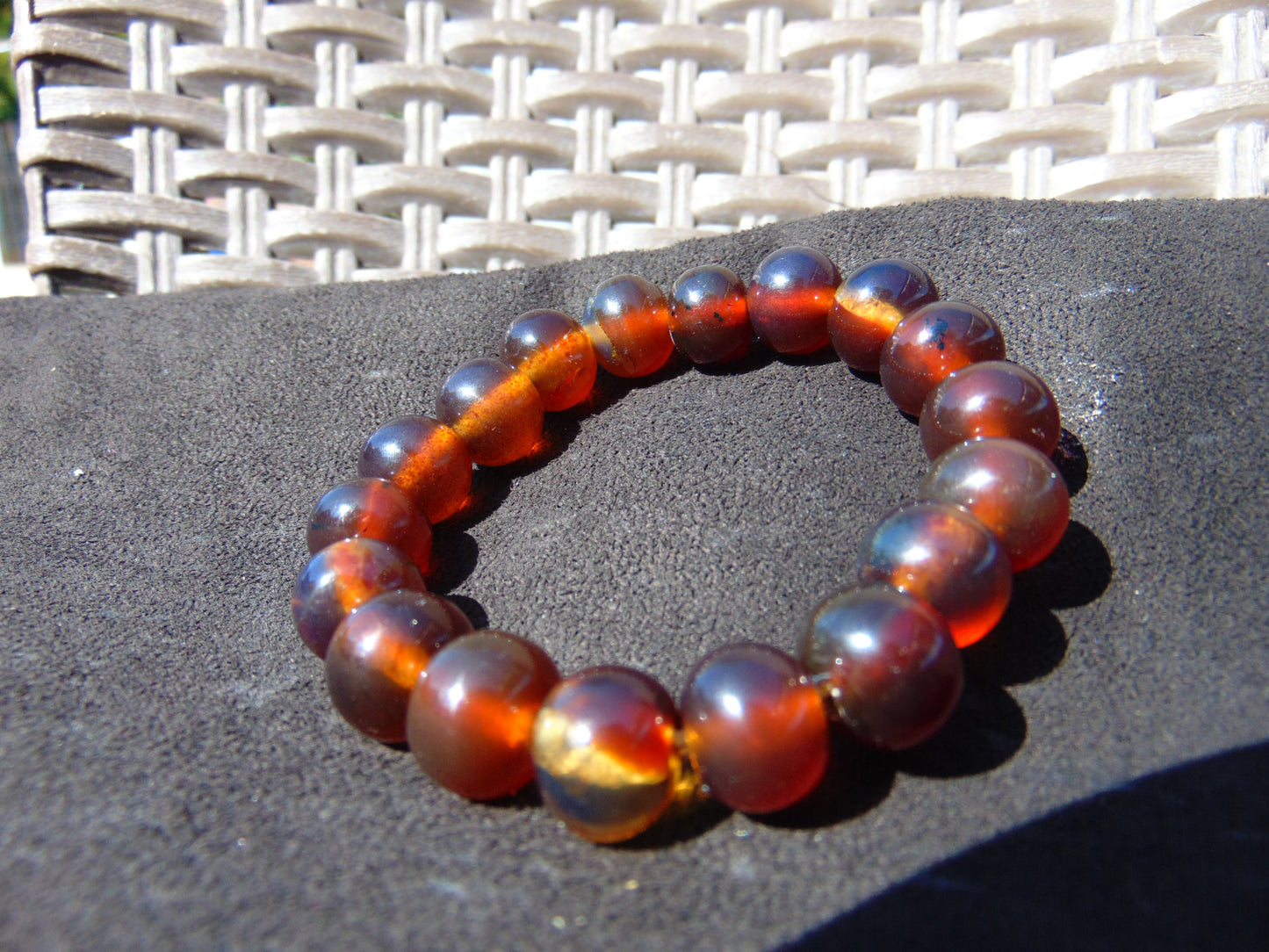 18 Gram 18 Small Beads Bracelet Indonesian Red Bluish Amber for Healing SB38