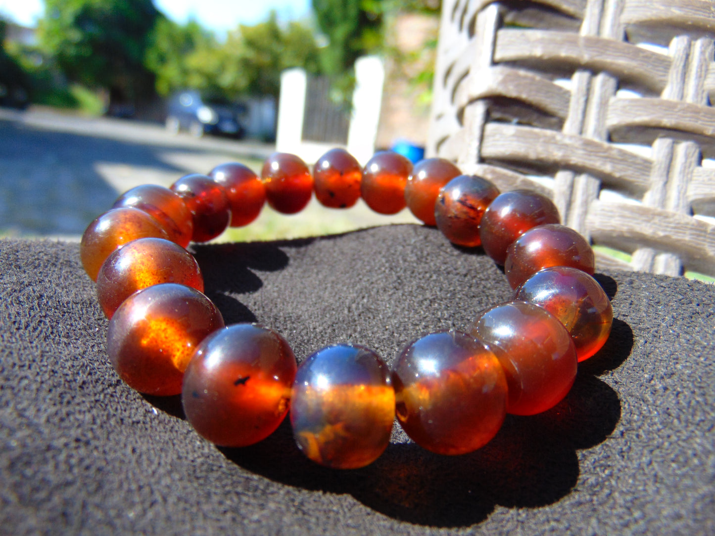 18 Gram 18 Small Beads Bracelet Indonesian Red Bluish Amber for Healing SB38