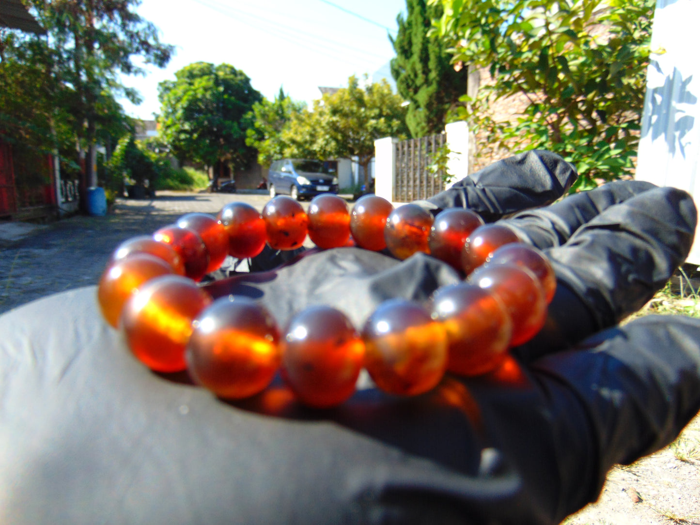 18 Gram 18 Small Beads Bracelet Indonesian Red Bluish Amber for Healing SB38