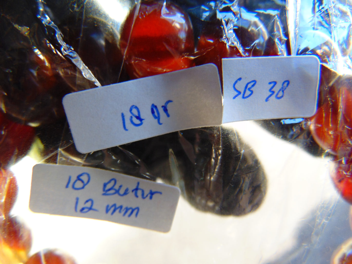 18 Gram 18 Small Beads Bracelet Indonesian Red Bluish Amber for Healing SB38