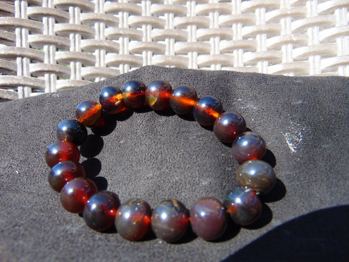 14 Gram 18 Small Beads Bracelet Indonesian Red Bluish Amber for Healing SB53