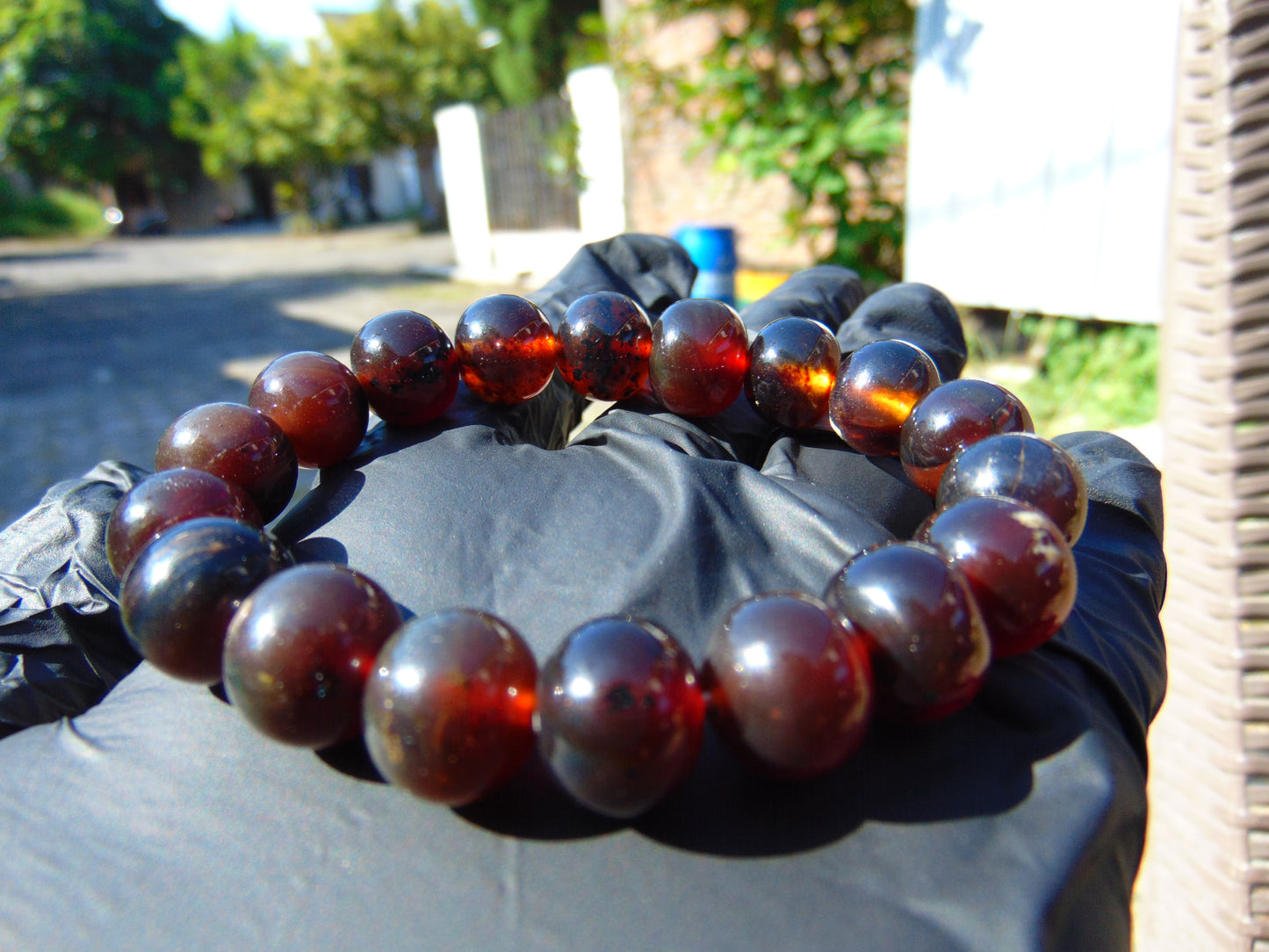 14 Gram 18 Small Beads Bracelet Indonesian Red Bluish Amber for Healing SB53