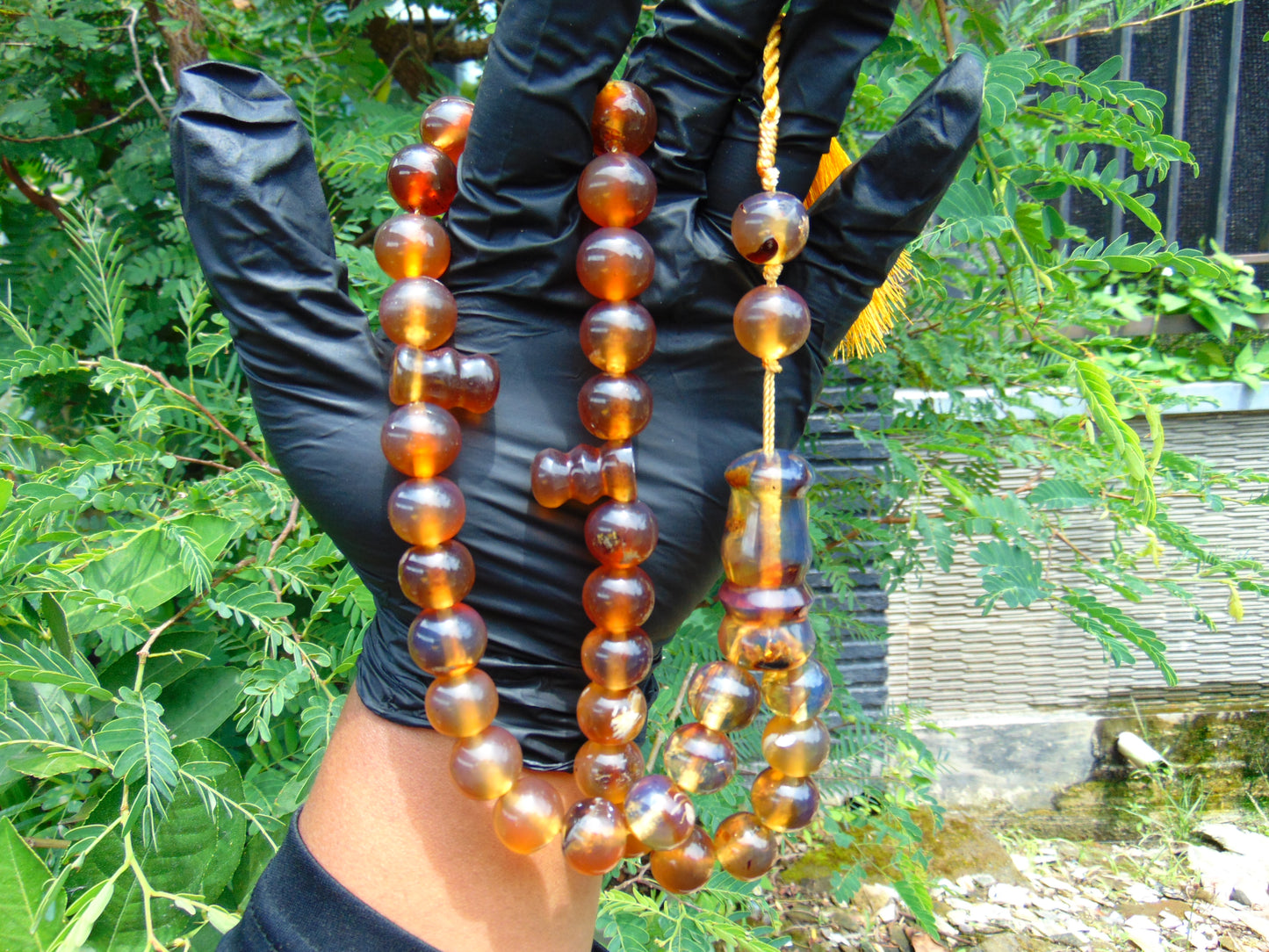 68 gr Tasbih Mesbah Rosary 35 Beads 14 mm Indonesian Yellow Blue Amber for Healing TB14i2