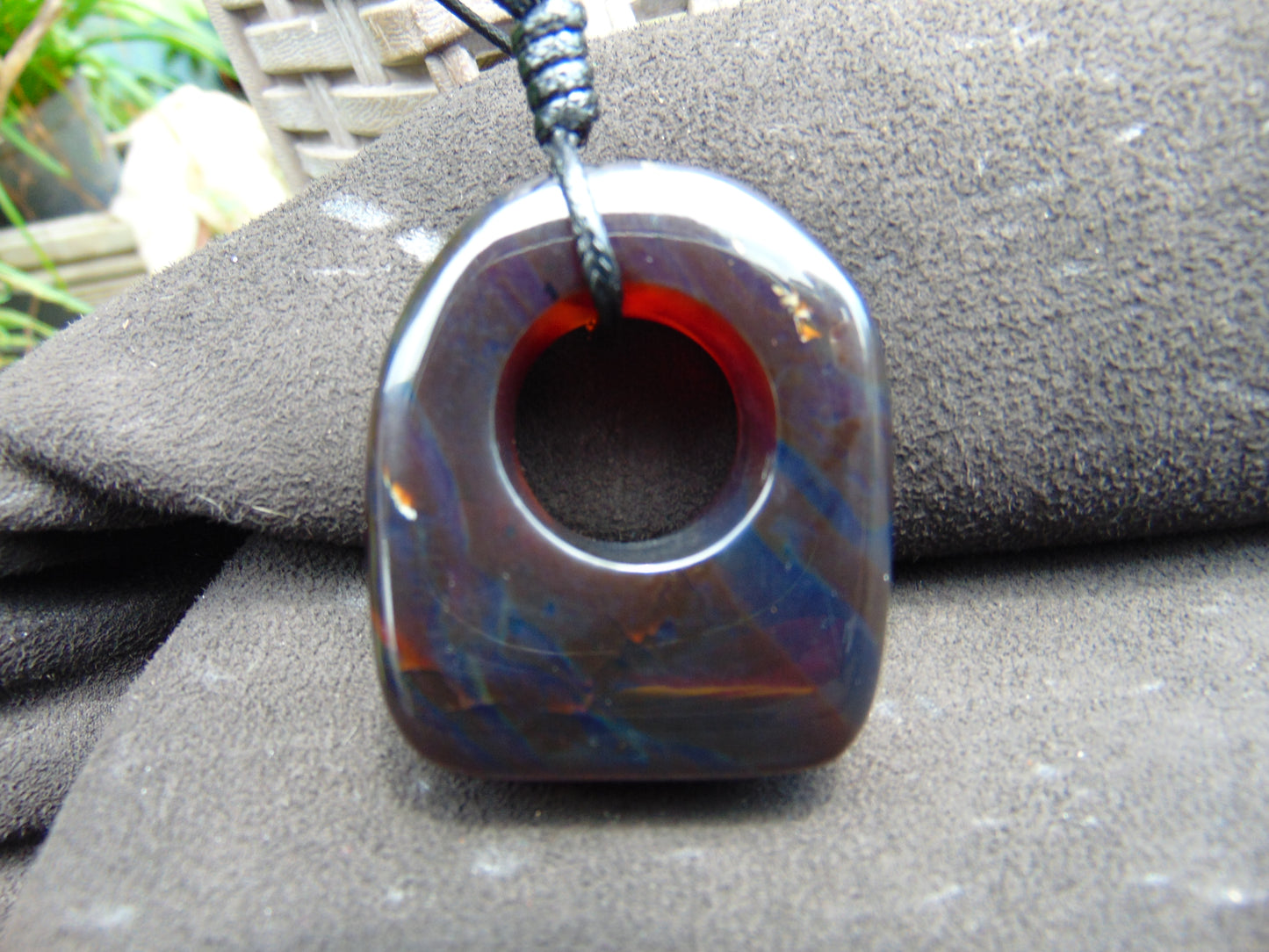 27 gram Ring Pendant Indonesian red blue Amber for Healing 25y152