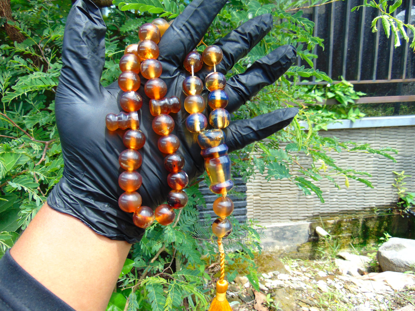 68 gr Tasbih Mesbah Rosary 35 Beads 14 mm Indonesian Yellow Blue Amber for Healing TB14i2