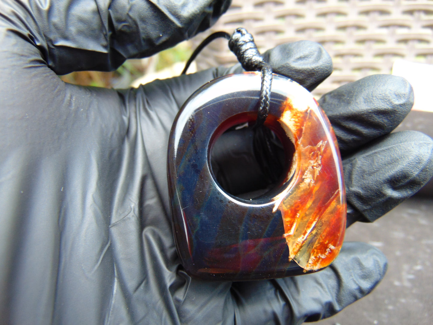 27 gram Ring Pendant Indonesian red blue Amber for Healing 25y152