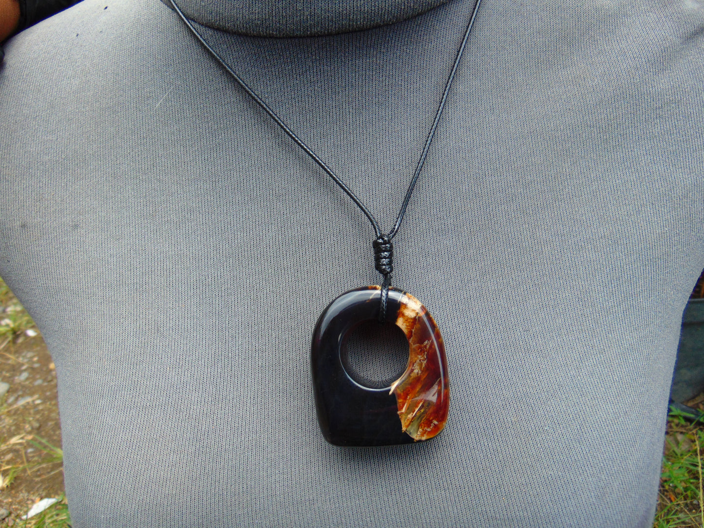 27 gram Ring Pendant Indonesian red blue Amber for Healing 25y152