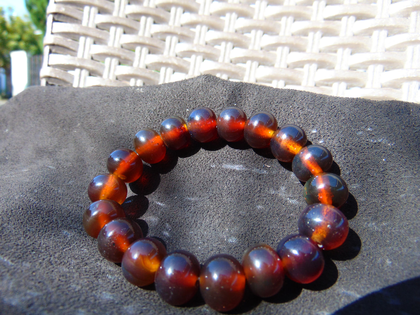 18 Gram 18 Small Beads Bracelet Indonesian Red Bluish Amber for Healing SB40