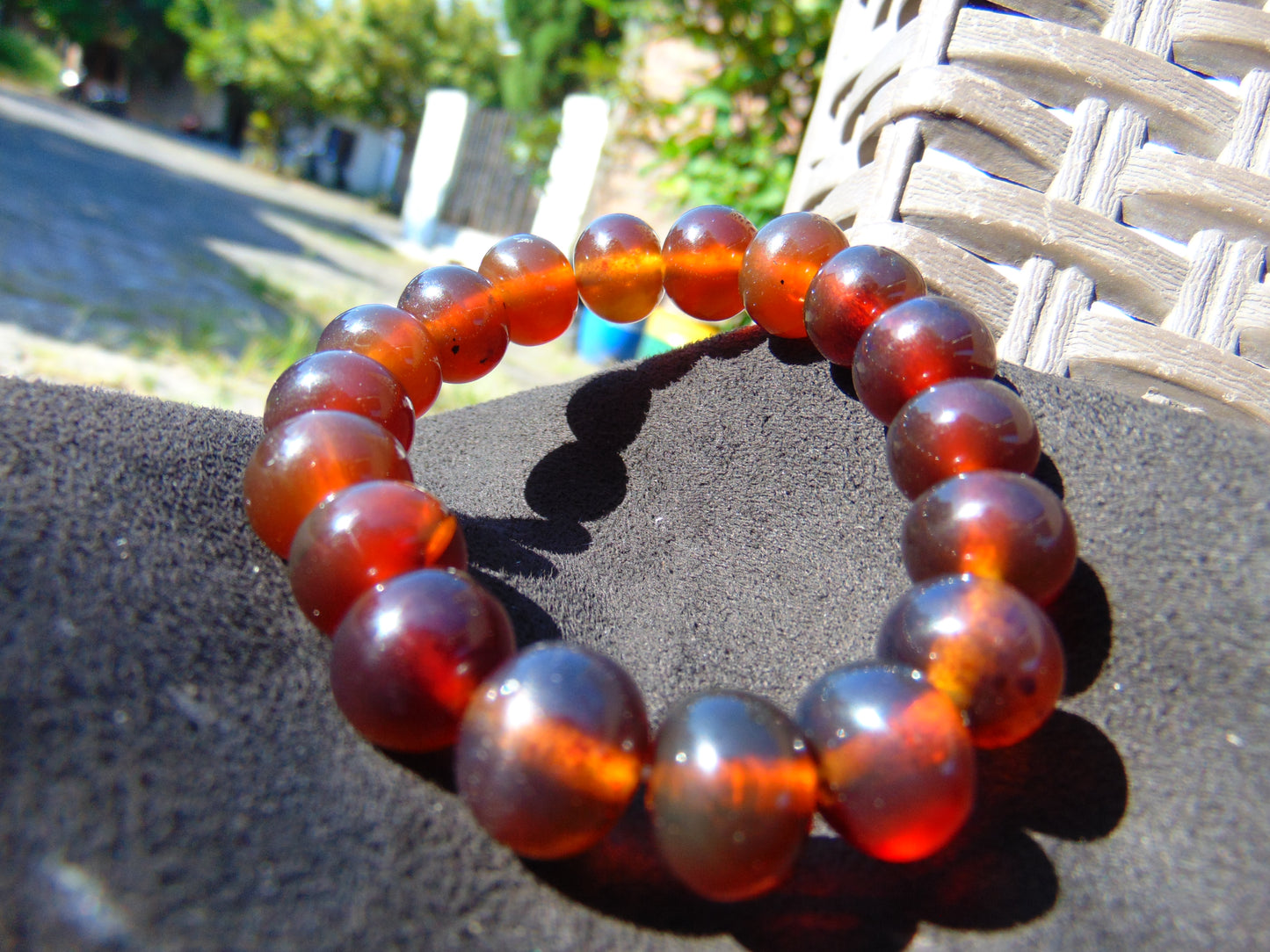 18 Gram 18 Small Beads Bracelet Indonesian Red Bluish Amber for Healing SB40