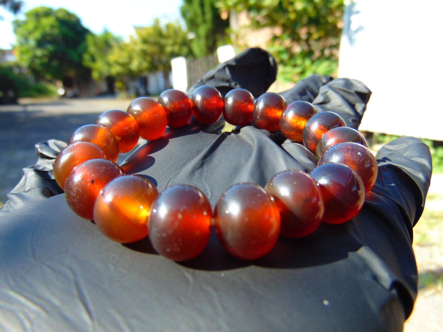 18 Gram 18 Small Beads Bracelet Indonesian Red Bluish Amber for Healing SB40