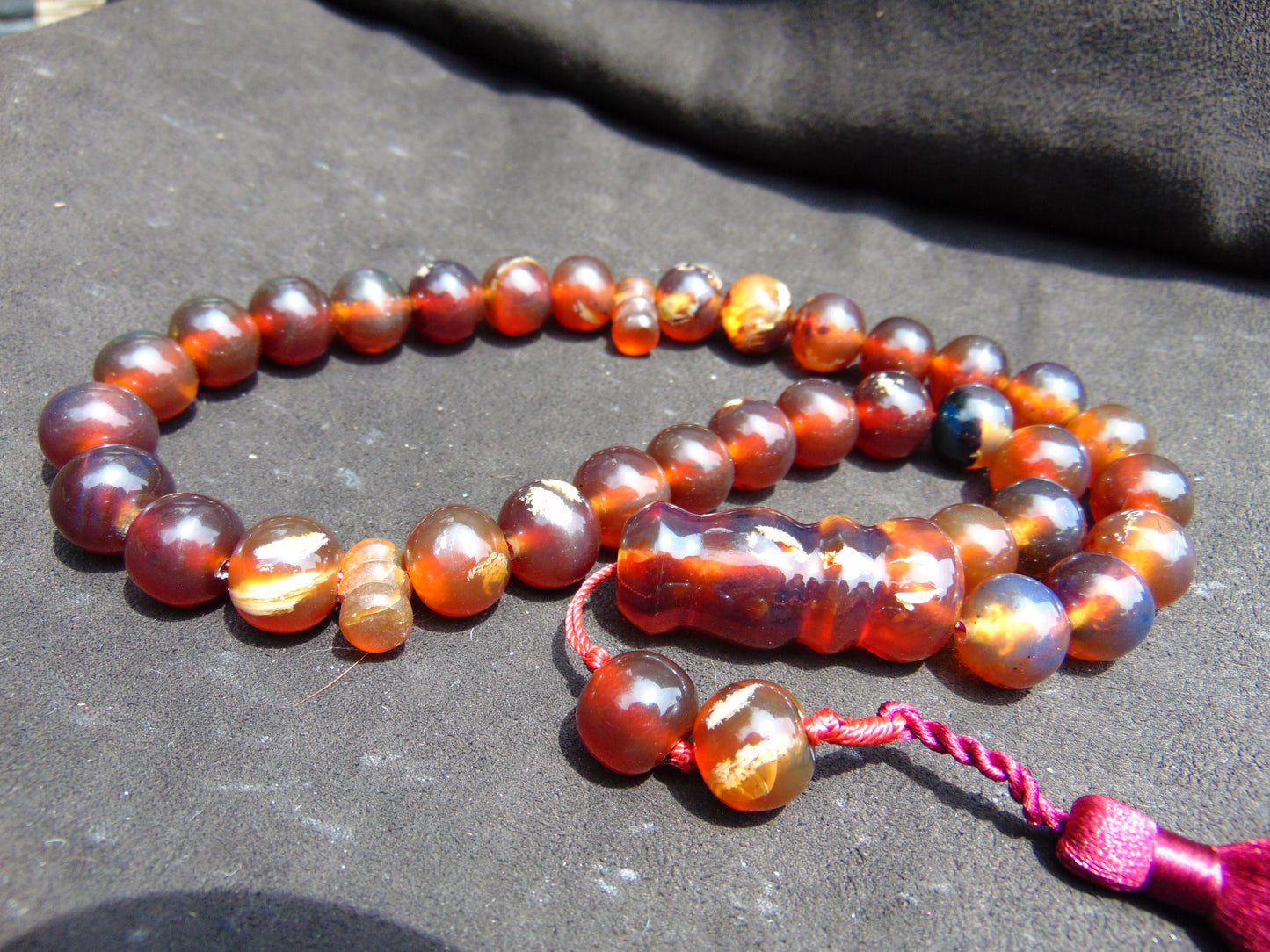 65 gr Tasbih Mesbah Rosary 35 Beads 14 mm Indonesian Yellow Red Amber for Healing TB14i3