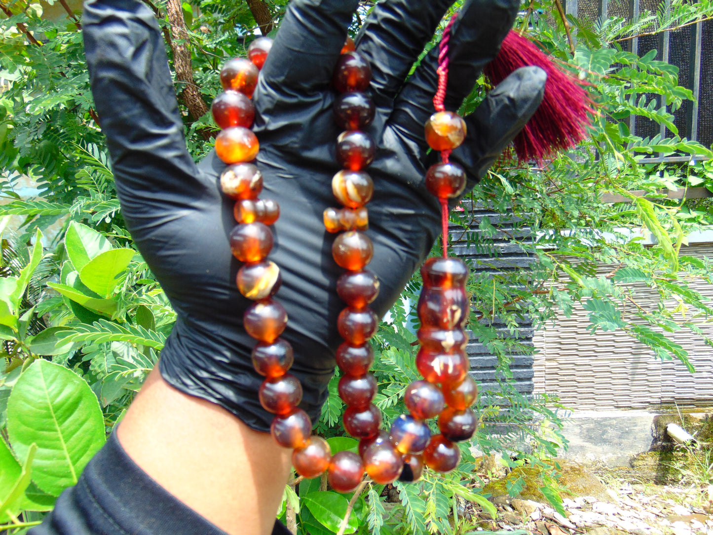 65 gr Tasbih Mesbah Rosary 35 Beads 14 mm Indonesian Yellow Red Amber for Healing TB14i3