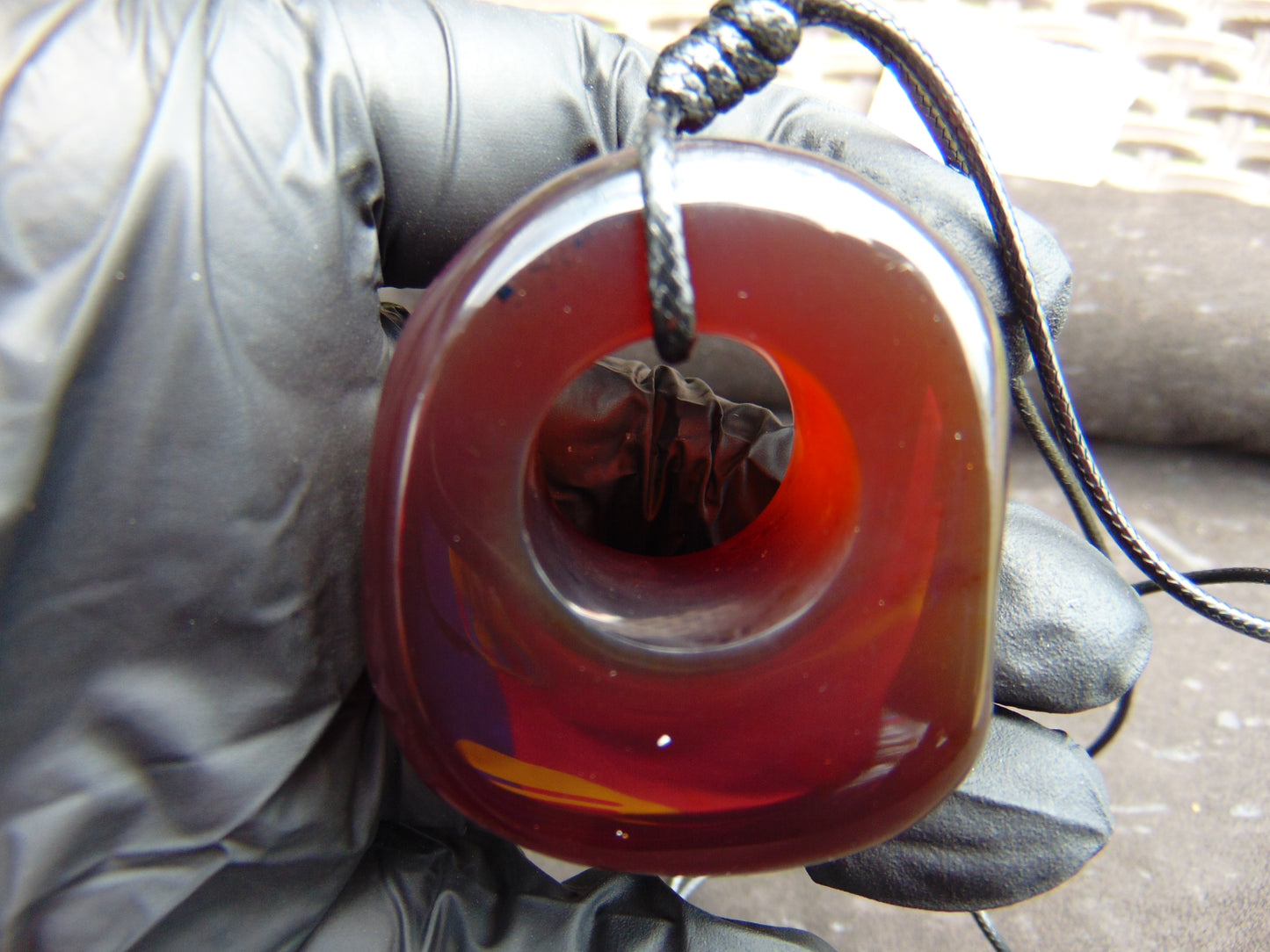 27 gram Ring Pendant Indonesian Red Blue Amber for Healing 25A217
