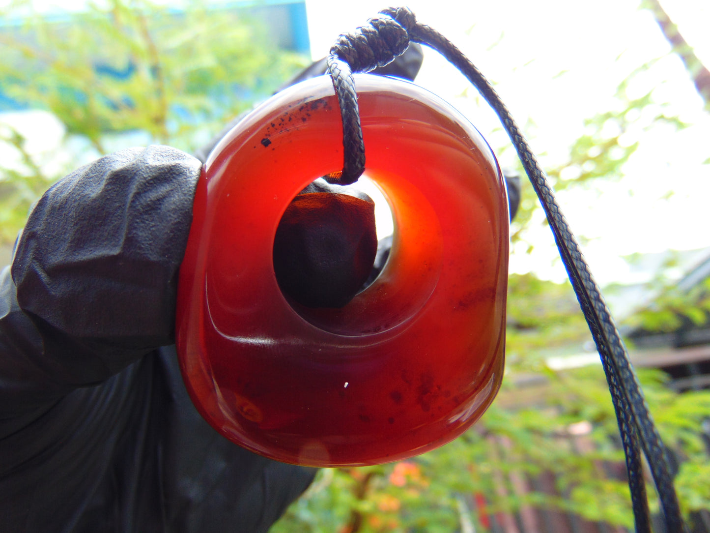 27 gram Ring Pendant Indonesian Red Blue Amber for Healing 25A217
