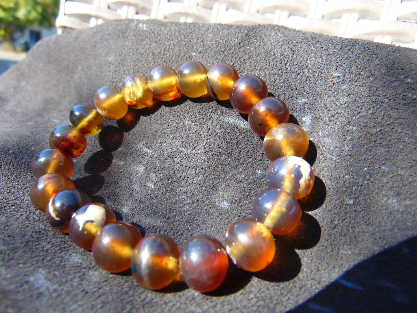 15 Gram 18 Small Beads Bracelet Indonesian Yellow Bluish Amber for Healing SB31