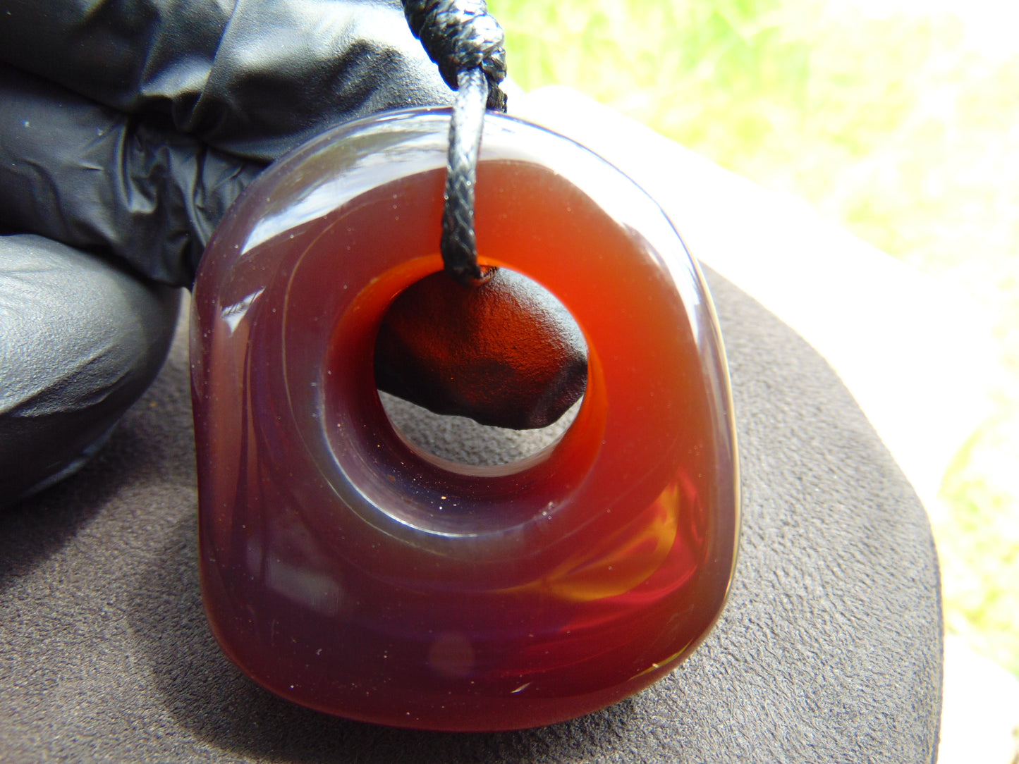 27 gram Ring Pendant Indonesian Red Blue Amber for Healing 25A217