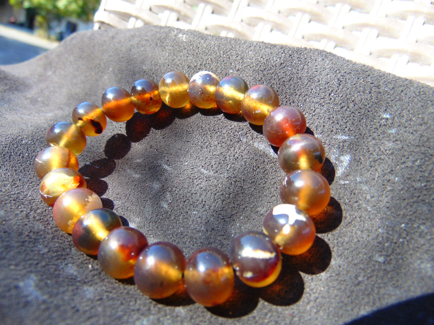 15 Gram 18 Small Beads Bracelet Indonesian Yellow Bluish Amber for Healing SB31