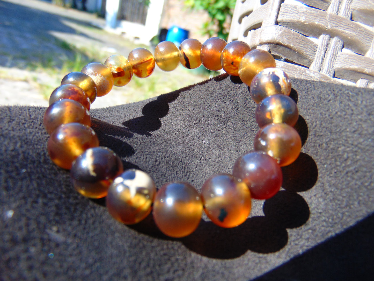 15 Gram 18 Small Beads Bracelet Indonesian Yellow Bluish Amber for Healing SB31
