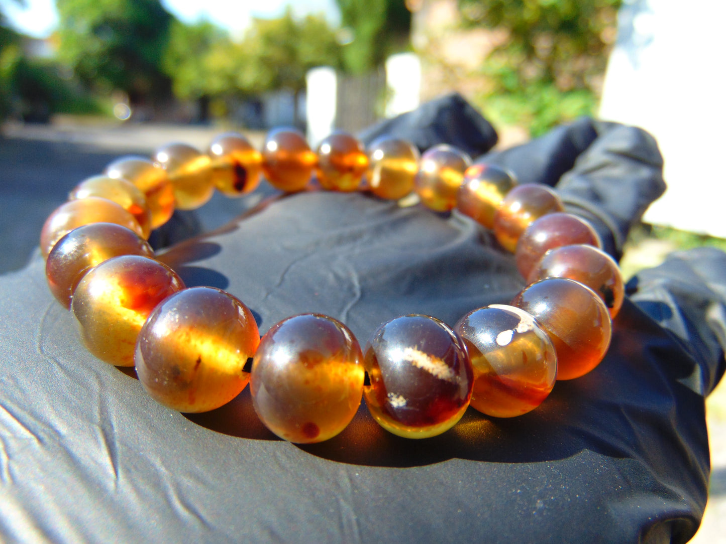 15 Gram 18 Small Beads Bracelet Indonesian Yellow Bluish Amber for Healing SB31