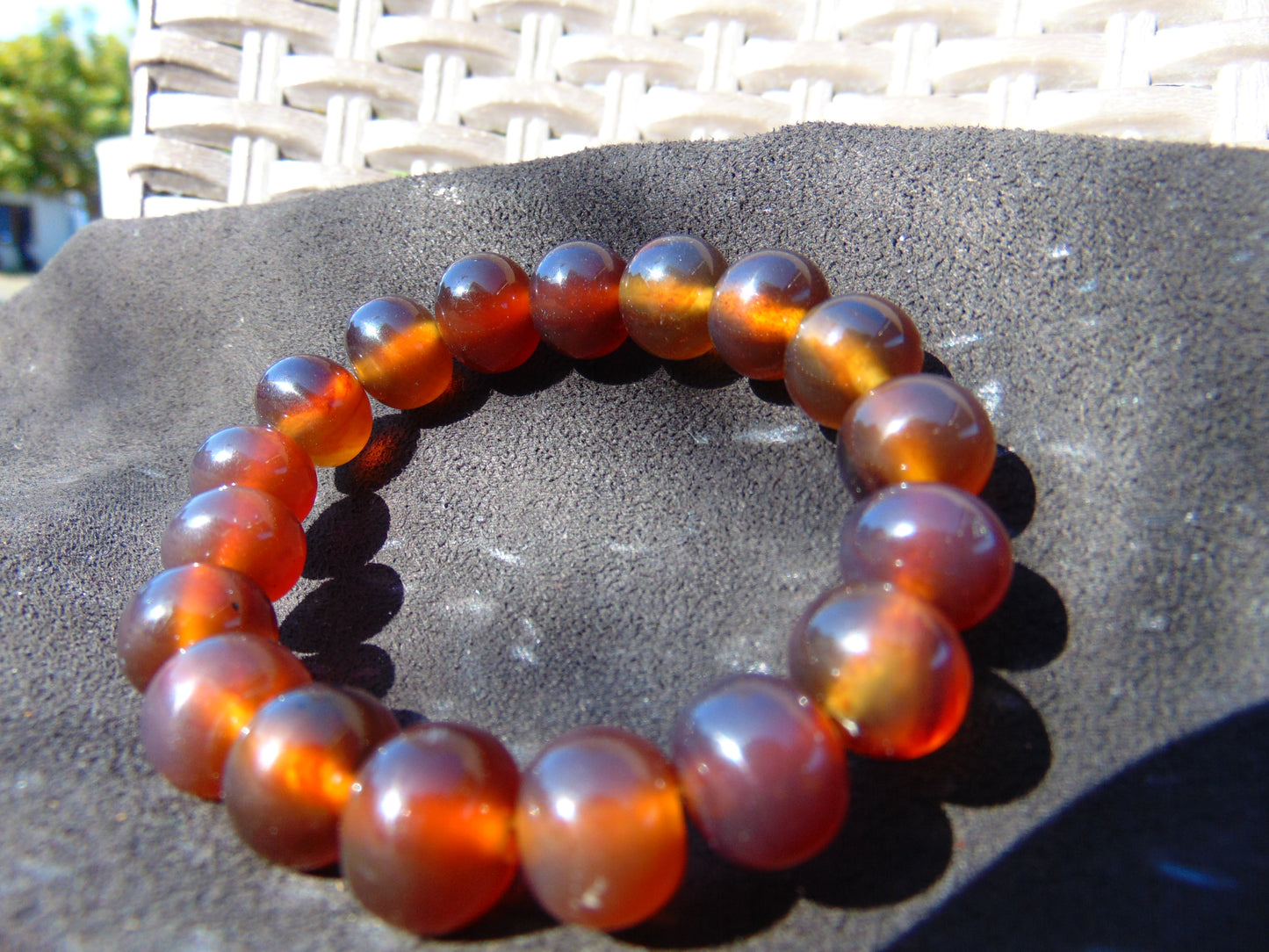 18 Gram 18 Small Beads Bracelet Indonesian Red Bluish Amber for Healing SB35