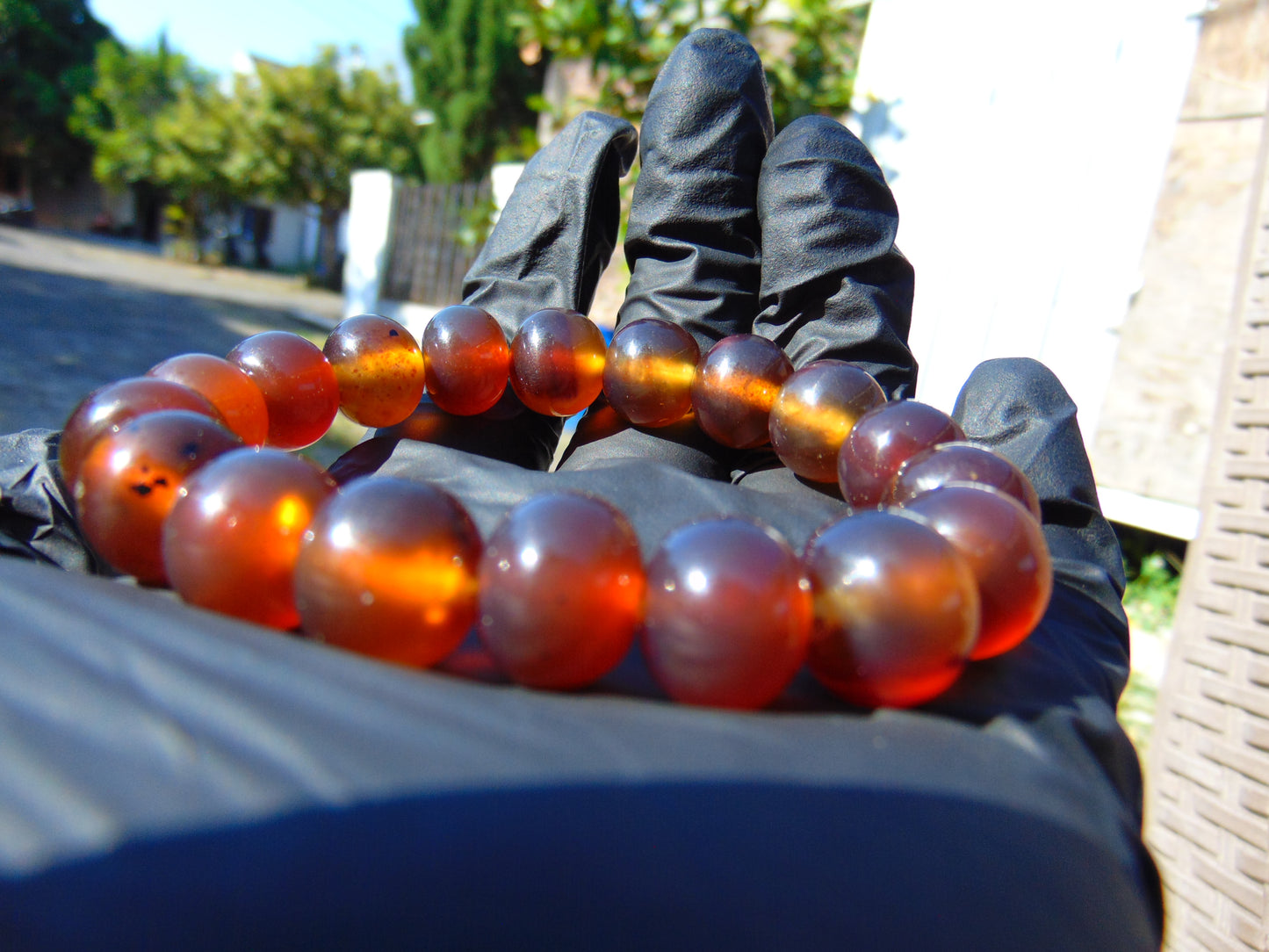 18 Gram 18 Small Beads Bracelet Indonesian Red Bluish Amber for Healing SB35
