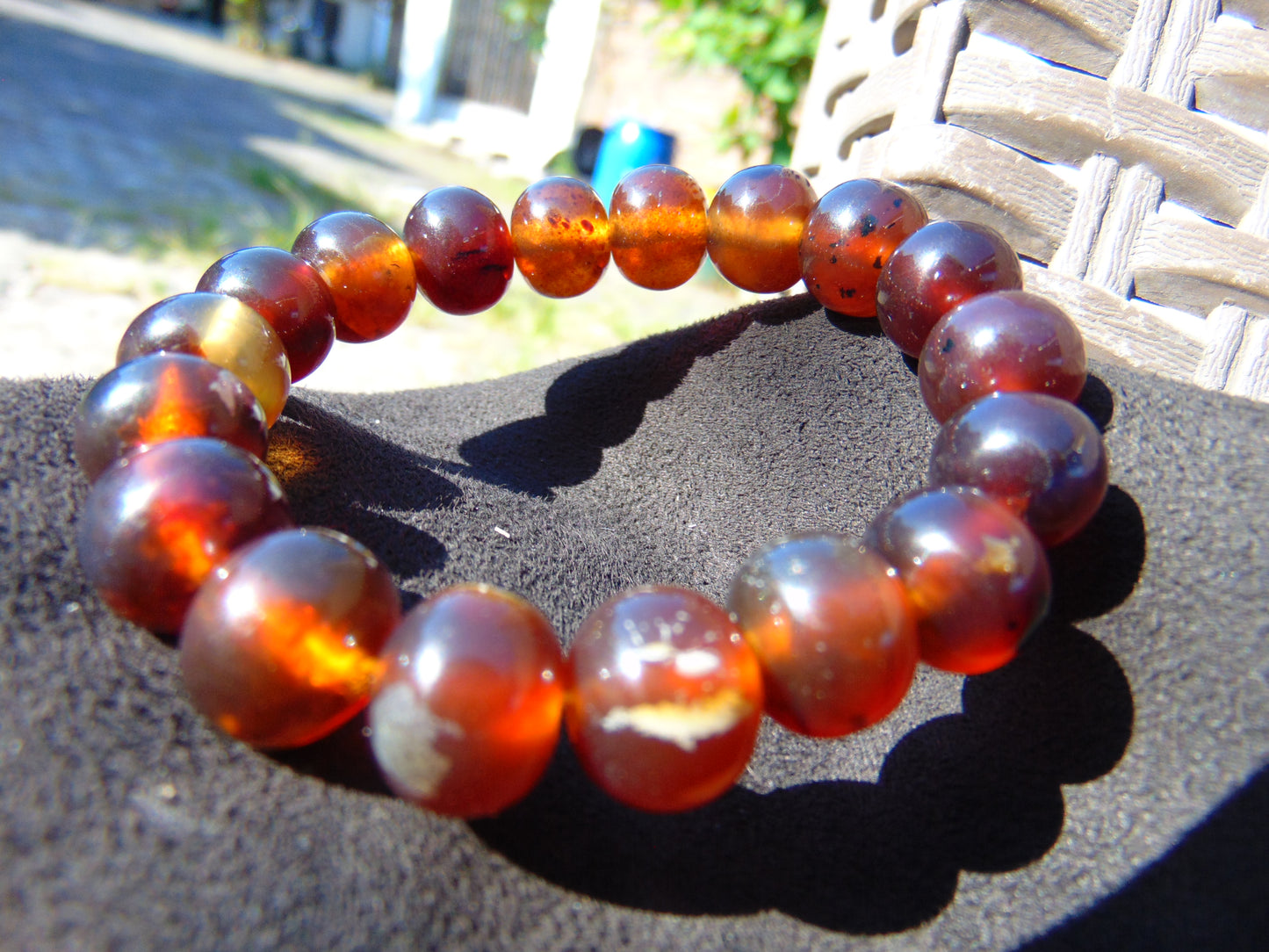18 Gram 18 Small Beads Bracelet Indonesian Red Bluish Amber for Healing SB30