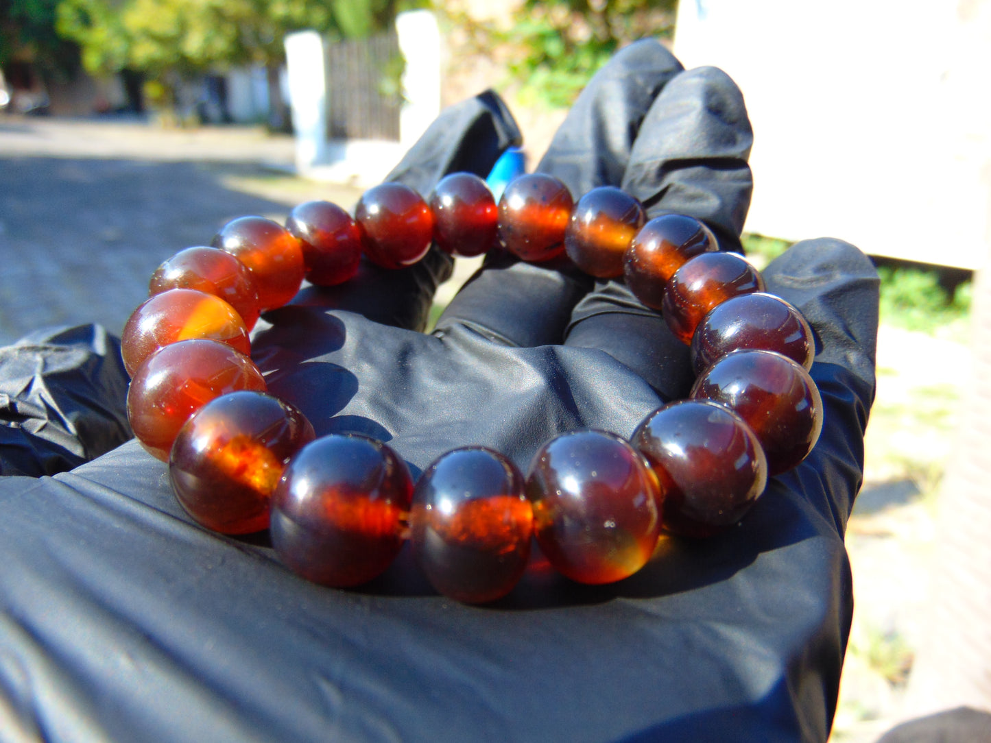 18 Gram 18 Small Beads Bracelet Indonesian Red Bluish Amber for Healing SB30