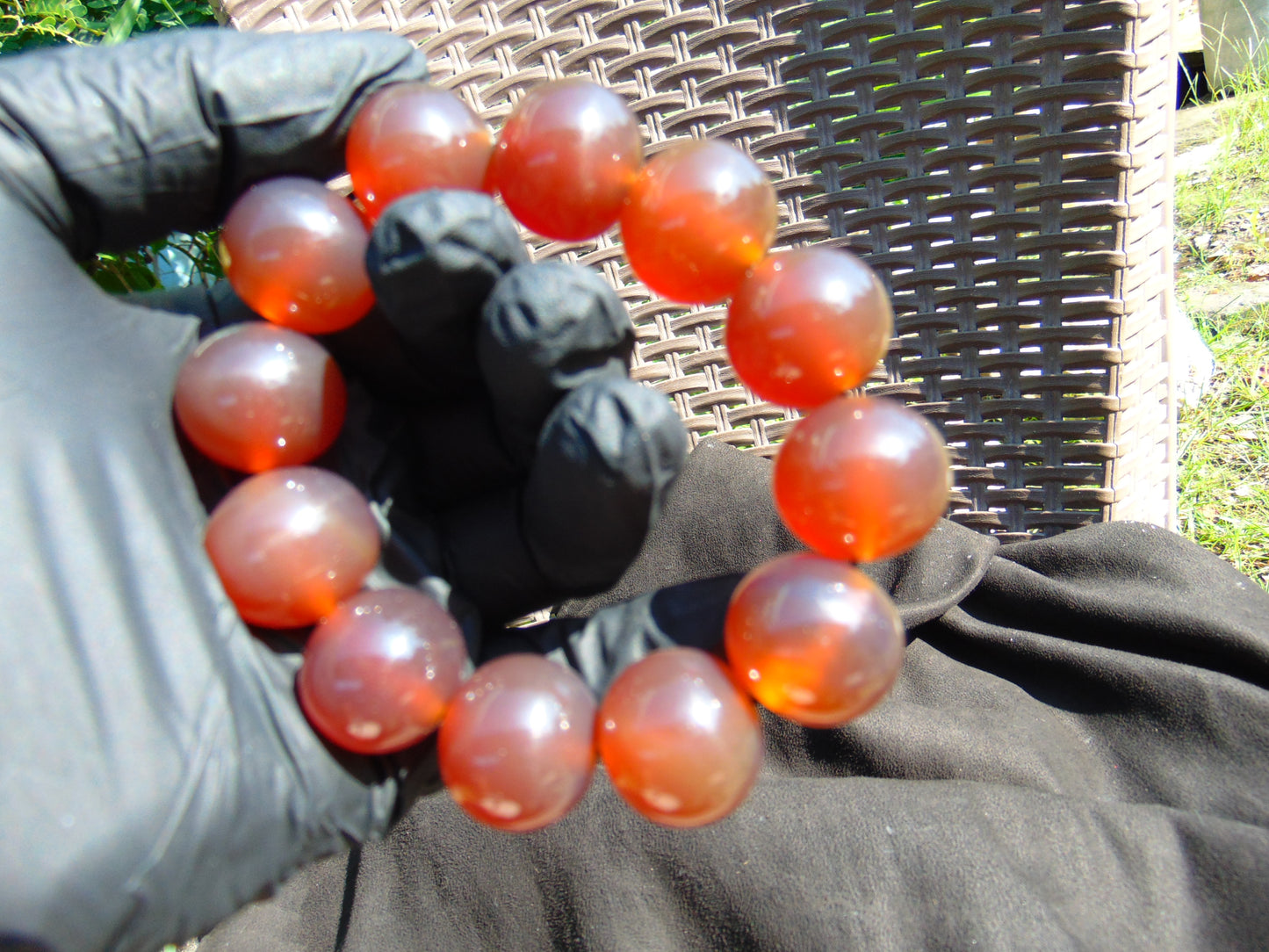 56 gram 12 Beads Mala Bracelet Indonesian Red Amber 20 mm for Healing G20B30