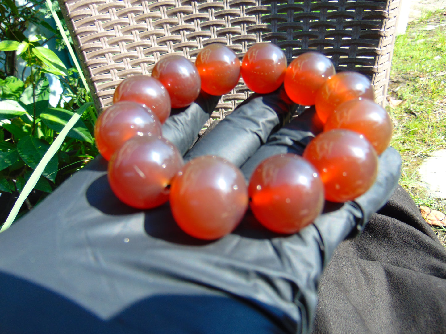 56 gram 12 Beads Mala Bracelet Indonesian Red Amber 20 mm for Healing G20B30