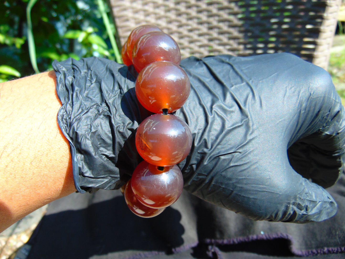 56 gram 12 Beads Mala Bracelet Indonesian Red Amber 20 mm for Healing G20B30
