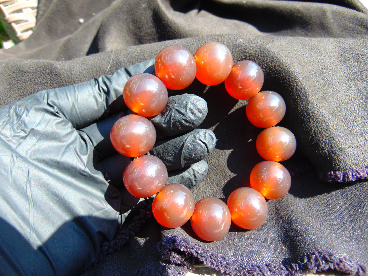 56 gram 12 Beads Mala Bracelet Indonesian Red Amber 20 mm for Healing G20B30