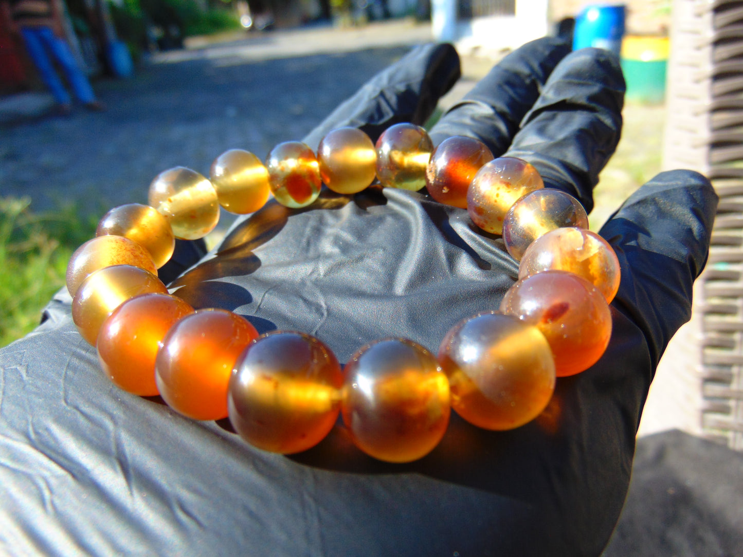 18 Gram 18 Small Beads Bracelet Indonesian Yellow Bluish Amber for Healing SB33
