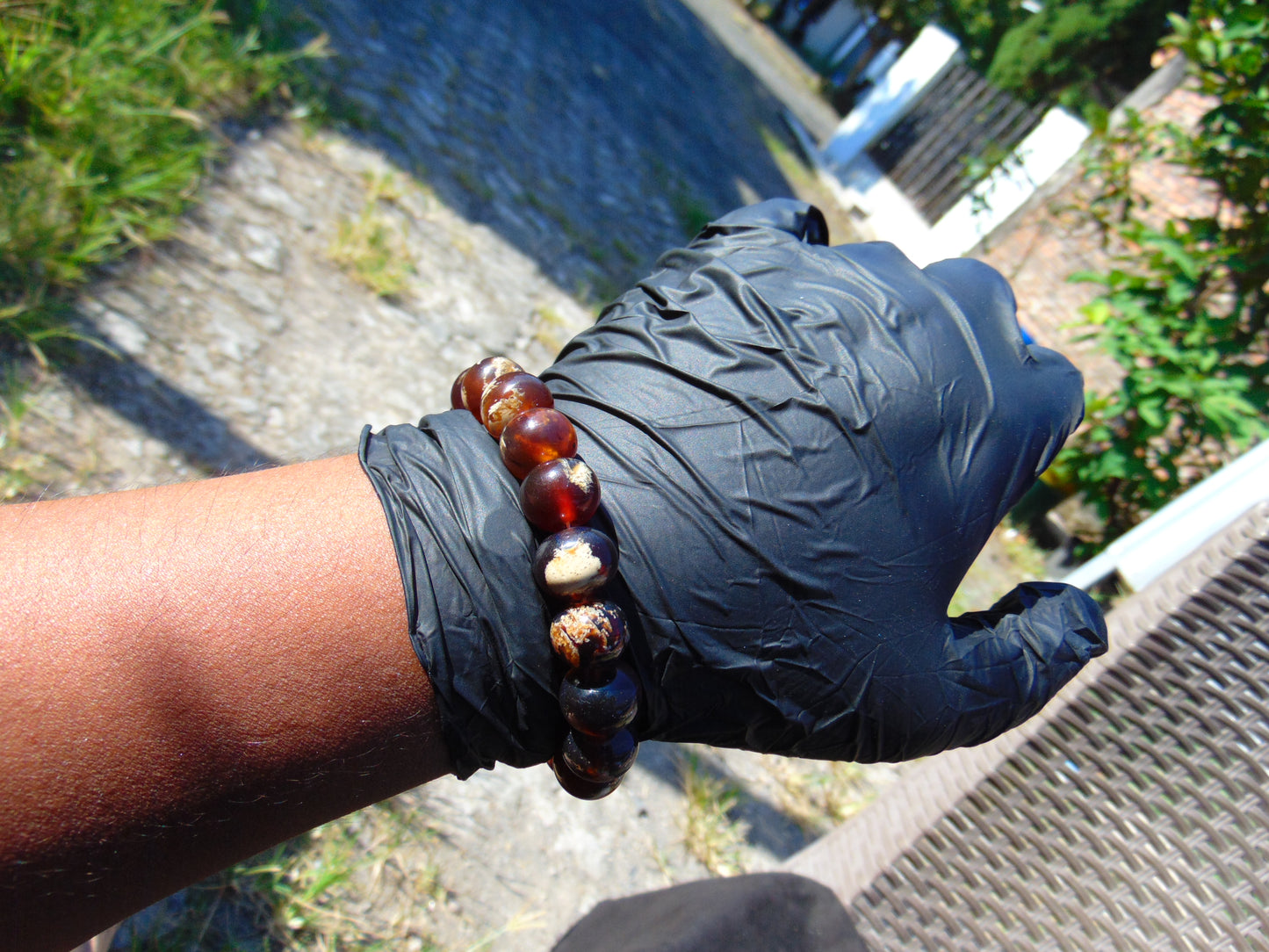 18 Gram 18 Small Beads Bracelet Indonesian Red Bluish Amber for Healing SB42