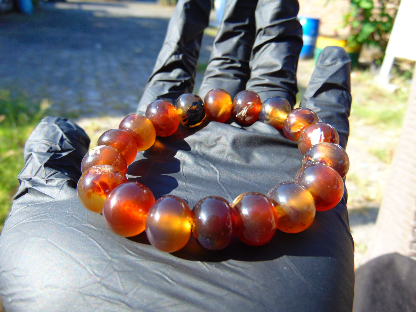18 Gram 18 Small Beads Bracelet Indonesian Red Bluish Amber for Healing SB36