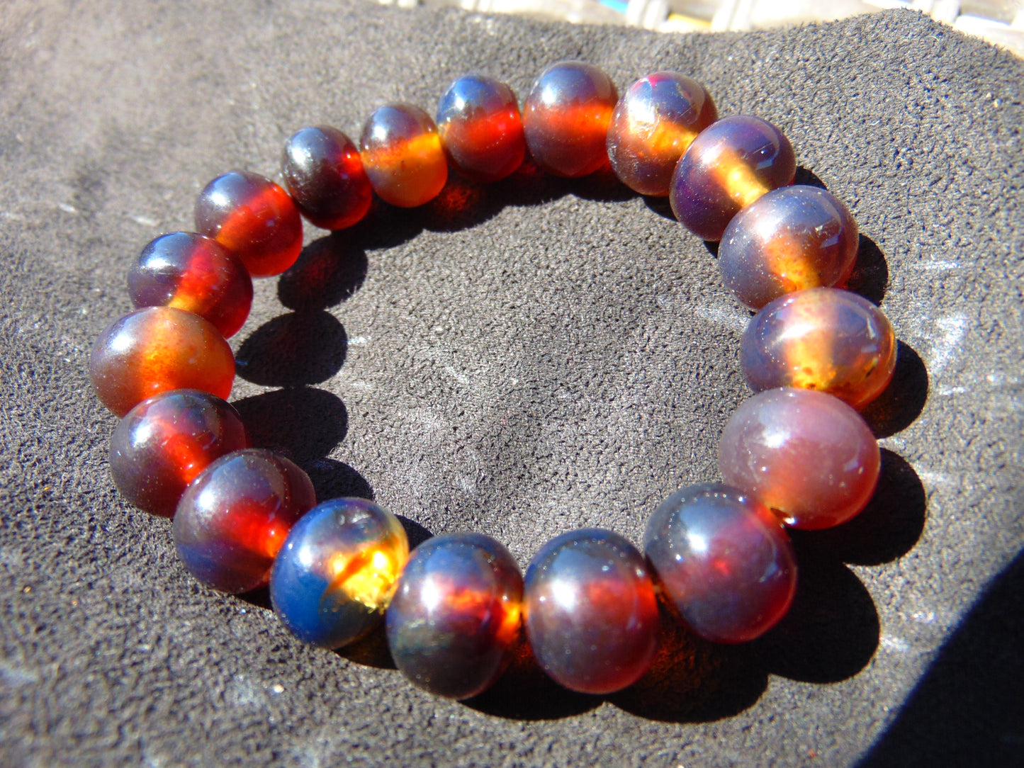 18 Gram 18 Small Beads Bracelet Indonesian Red Bluish Amber for Healing SB39