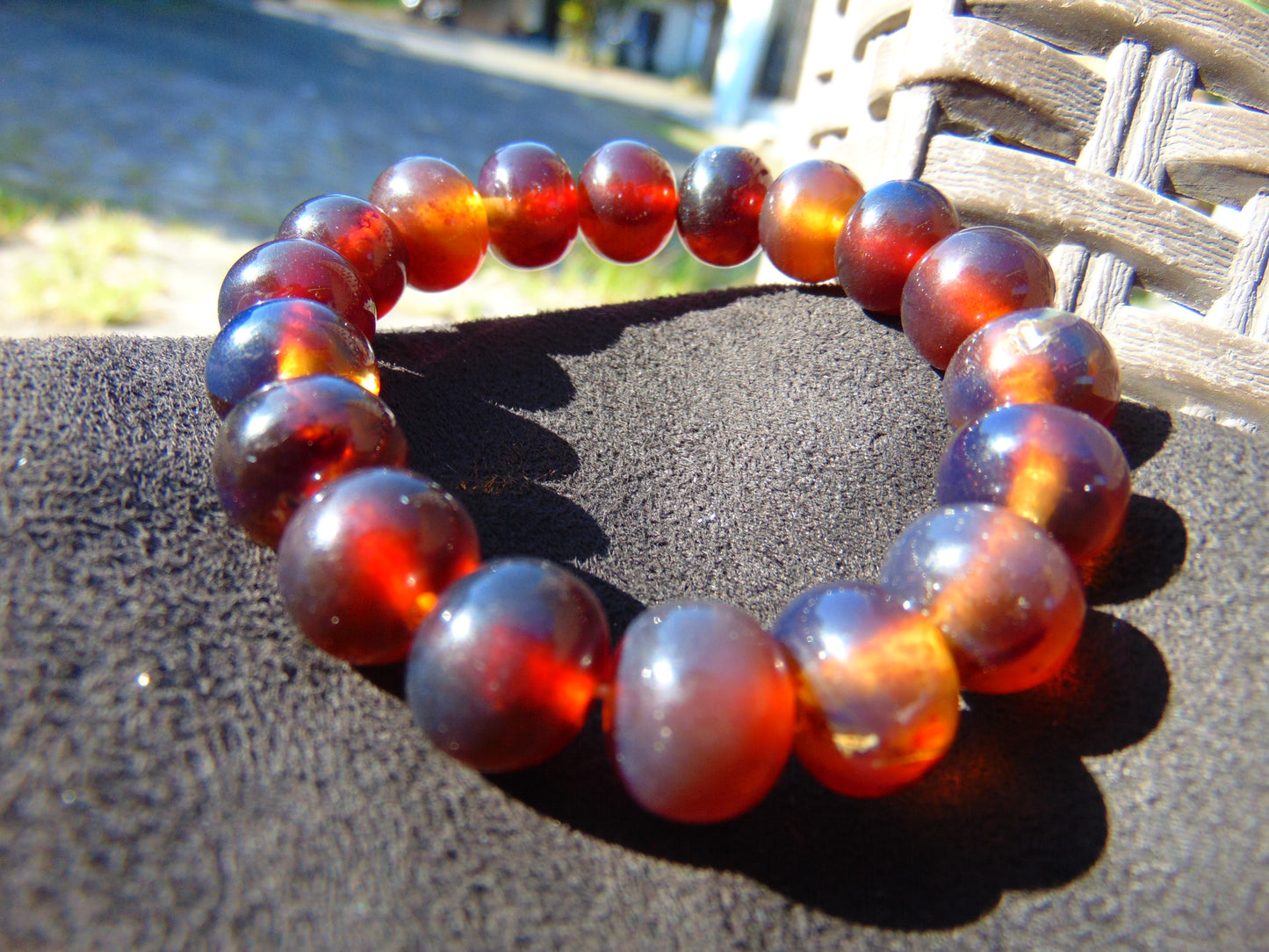 18 Gram 18 Small Beads Bracelet Indonesian Red Bluish Amber for Healing SB39