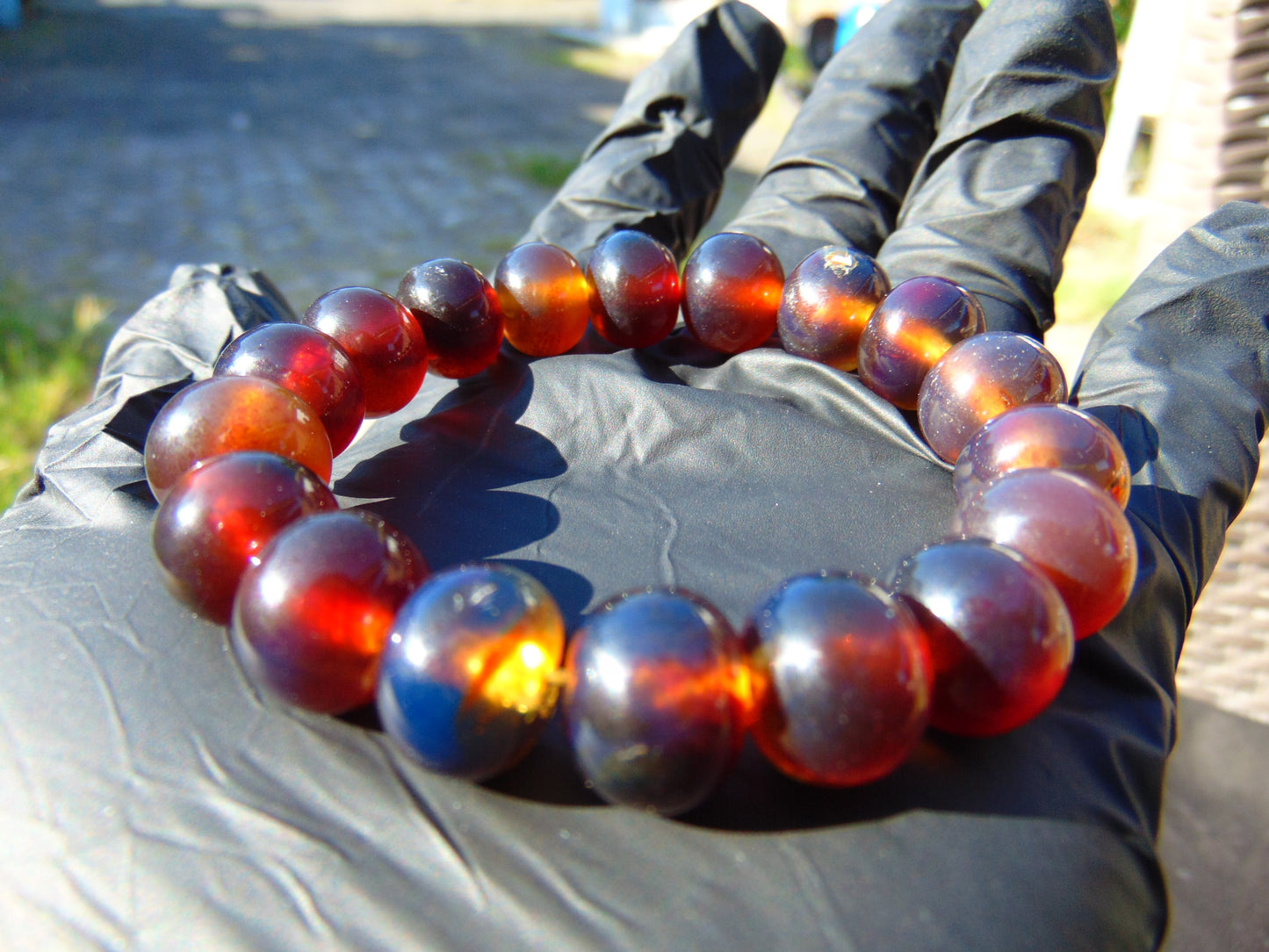 18 Gram 18 Small Beads Bracelet Indonesian Red Bluish Amber for Healing SB39