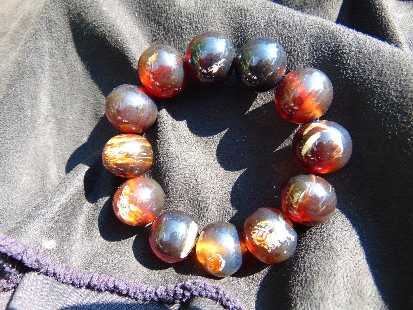 56 gram 12 Beads Mala Bracelet Indonesian Cherry Red Amber 20 mm for Healing G20B15