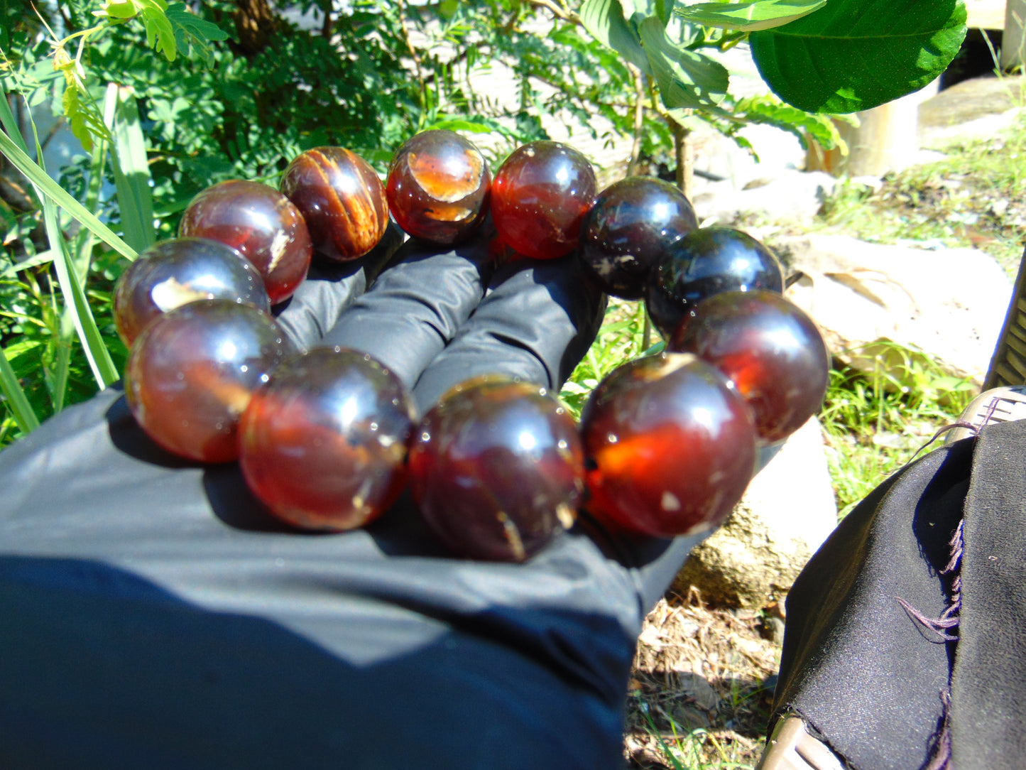 56 gram 12 Beads Mala Bracelet Indonesian Cherry Red Amber 20 mm for Healing G20B15