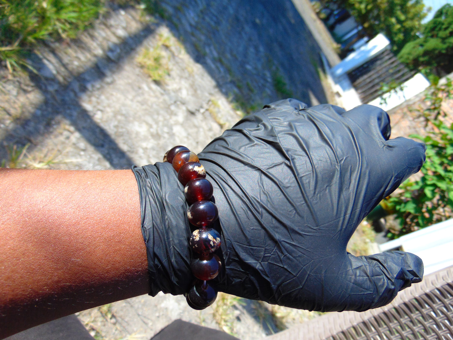 18 Gram 18 Small Beads Bracelet Indonesian Red Bluish Amber for Healing SB27