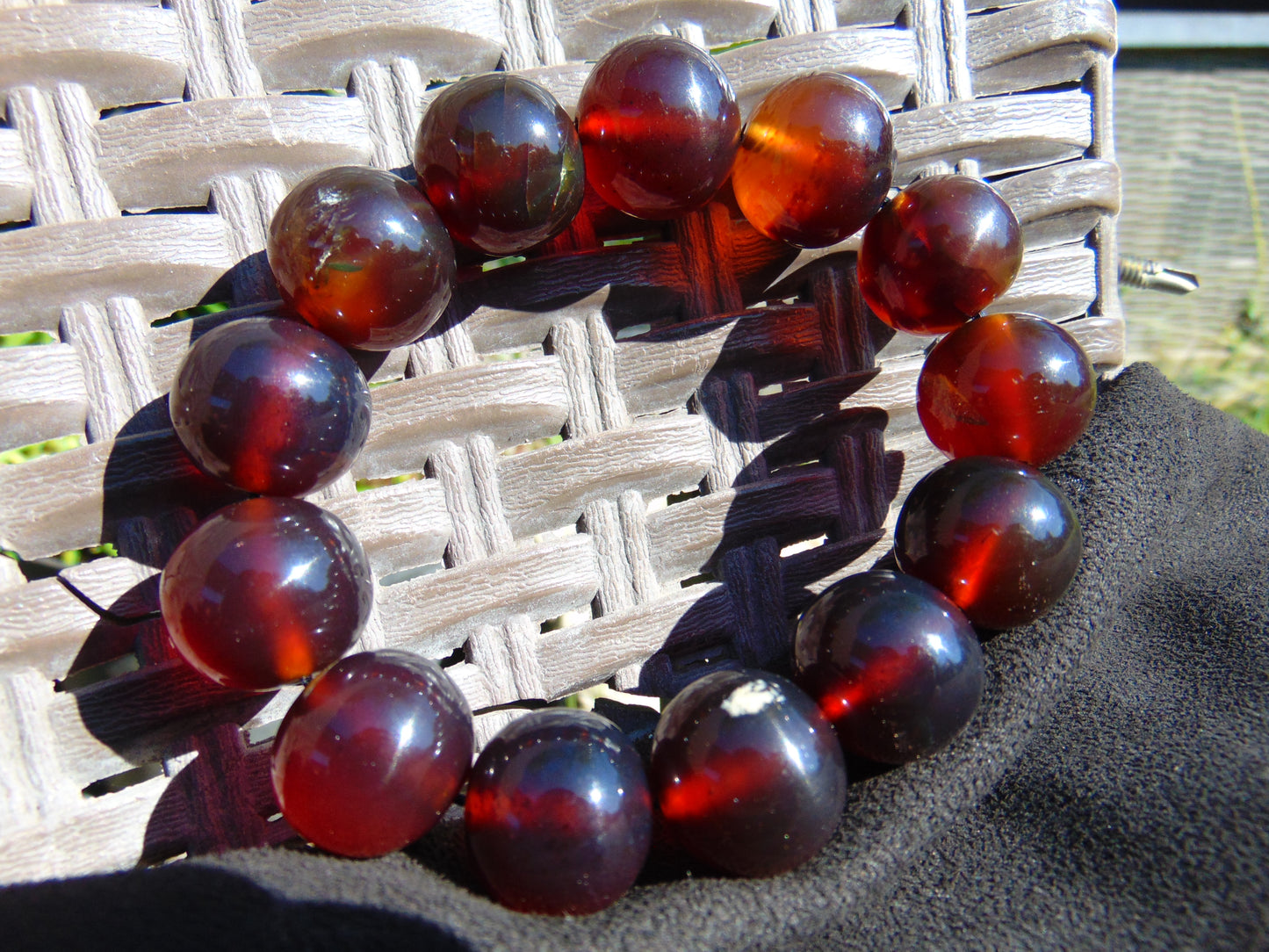 43 gr 13 Beads Mala Bracelet Indonesian Sumatra Dark Amber for Healing G18B3