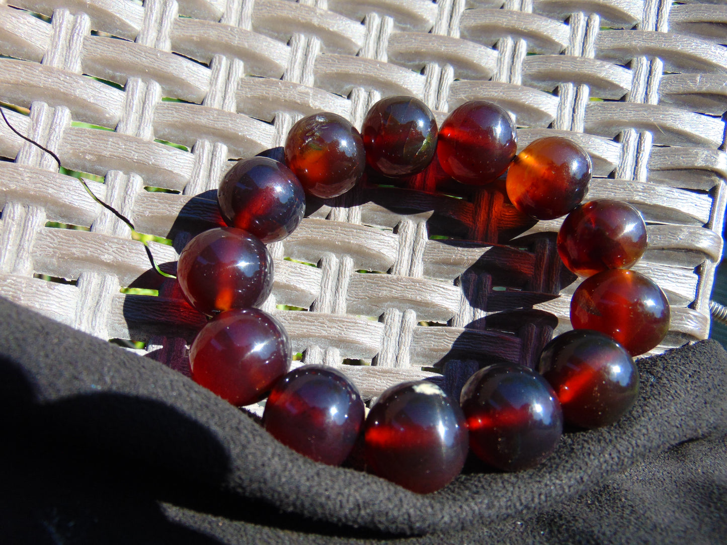 43 gr 13 Beads Mala Bracelet Indonesian Sumatra Dark Amber for Healing G18B3