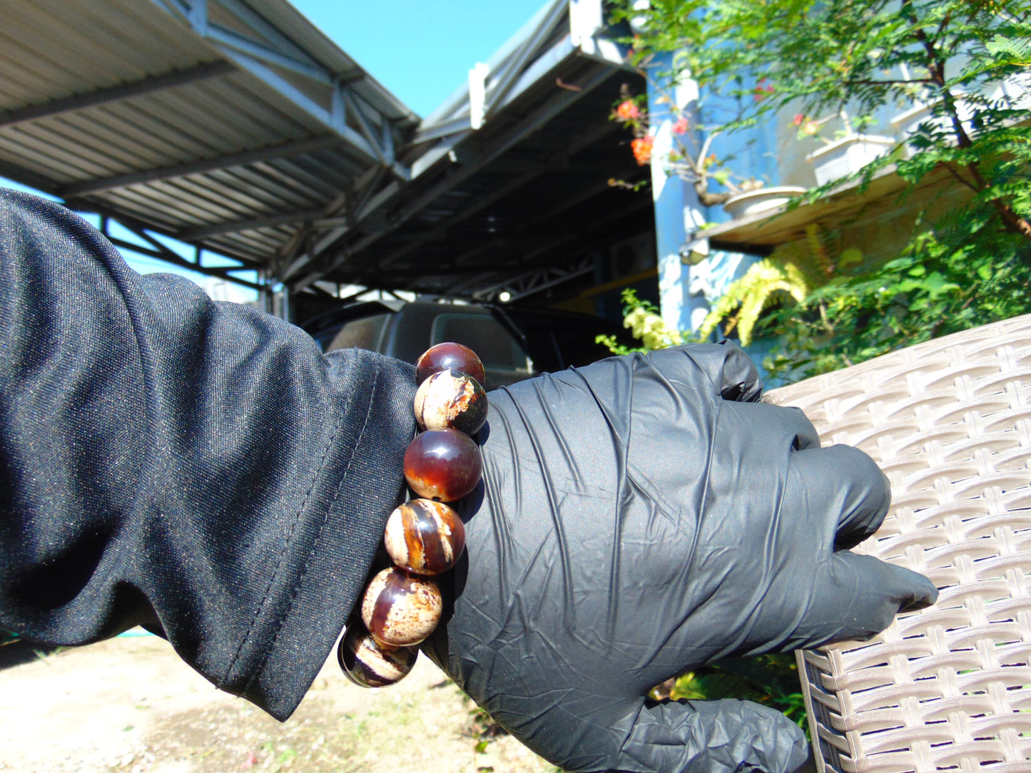 44 gr 13 Beads Mala Bracelet Indonesian Sumatra Dark Amber for Healing G18B7
