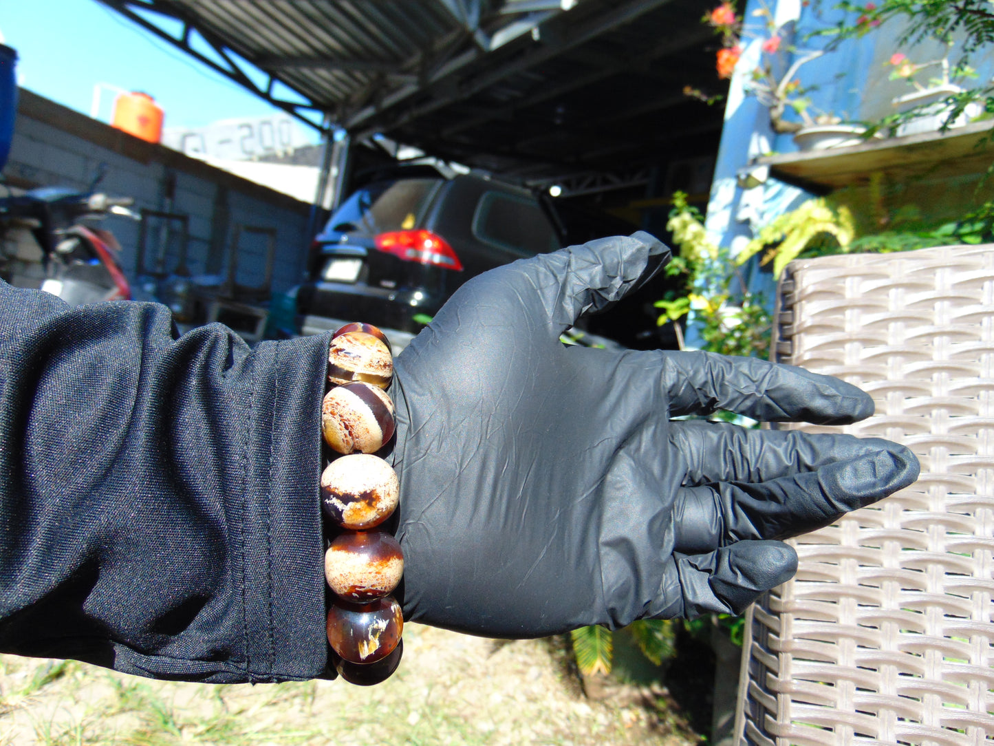 44 gr 13 Beads Mala Bracelet Indonesian Sumatra Dark Amber for Healing G18B7