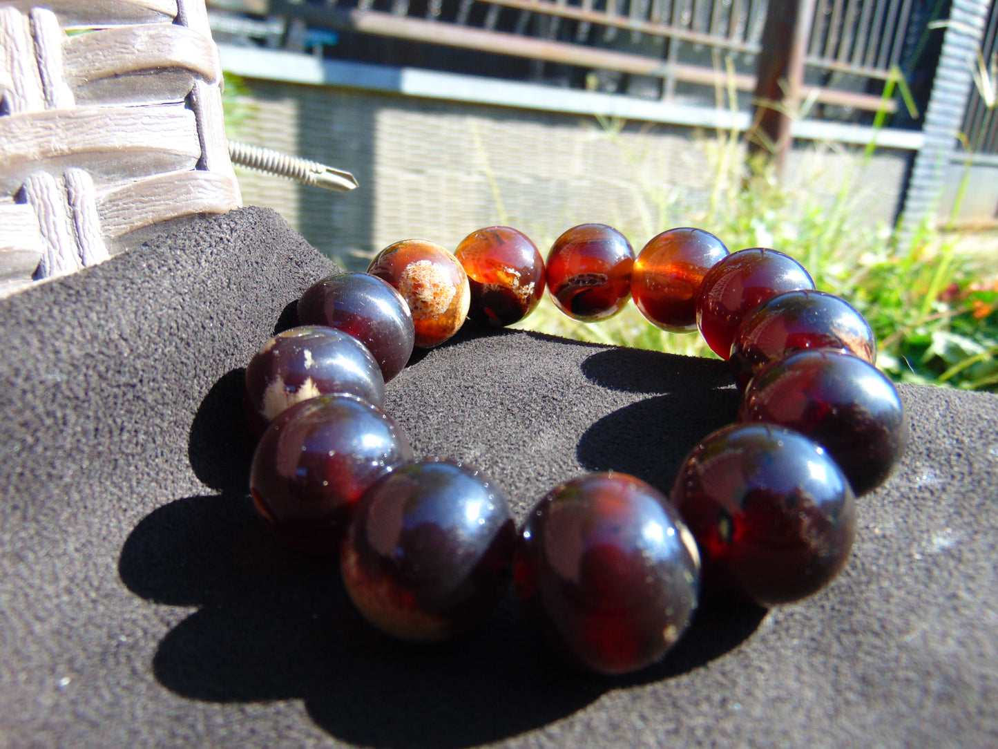 45 gr 13 Beads Mala Bracelet Indonesian Sumatra Dark Amber for Healing G18B4