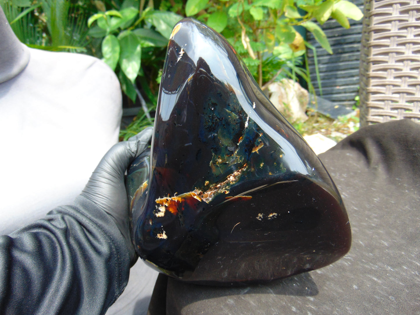 1824 gr Full Polished 21x20x7 cm Indonesian Dark Blue Amber for Healing AR113